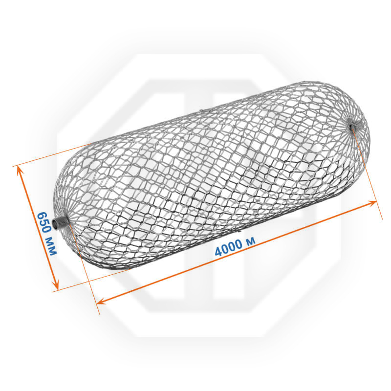Габион цилиндрический 4х0,65х1,32 оцинкованный, Ø проволоки 2,7мм, размер ячейки 8х10 см фото